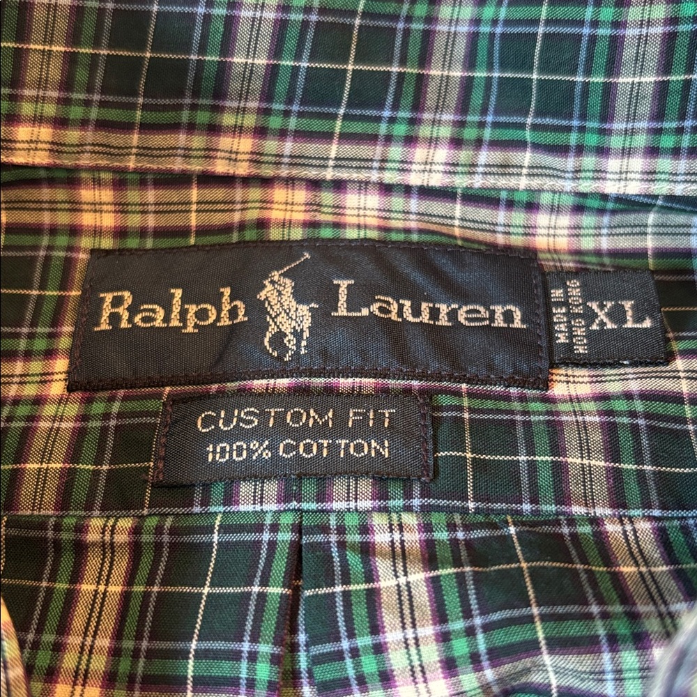 Ralph Lauren “Custom Fit” Blue Plaid Button Down Mens Shirt Size XL NWT New - Picture 11 of 15